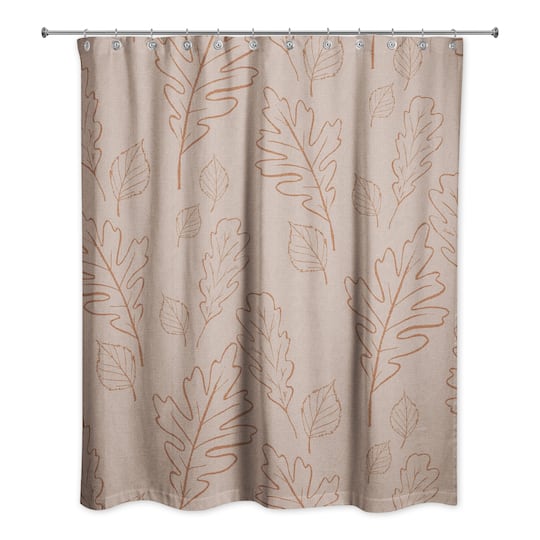 Dusty Rose Large Leaves Shower Curtain